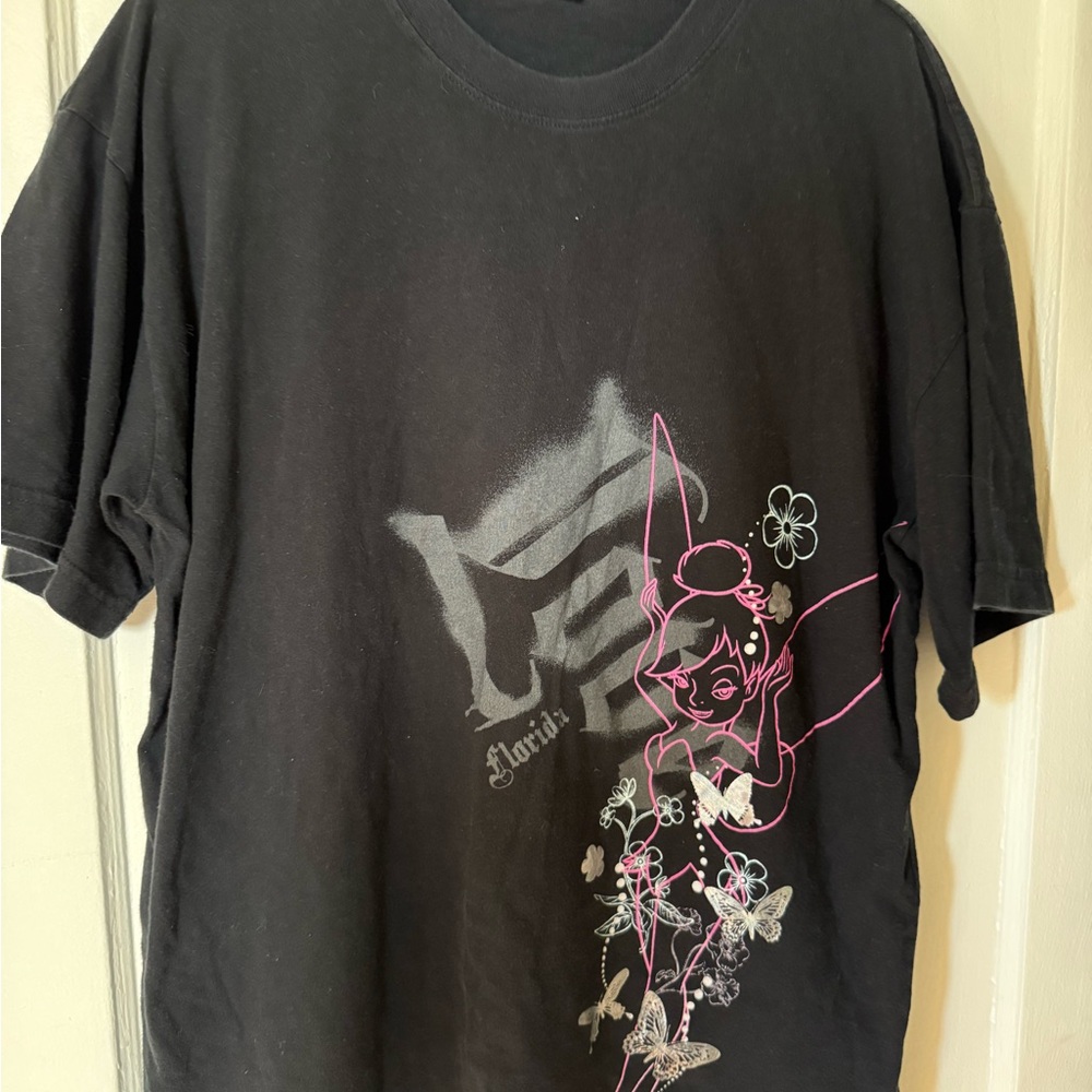 Disney Y2K Tinkerbell Black Graphic Adult T-Shirt